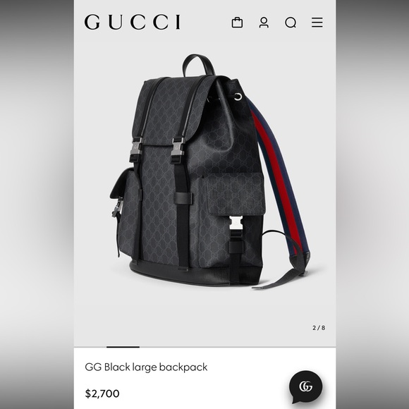 Gucci Black Backpack with Red and Blue Straps - Picture 1 of 5